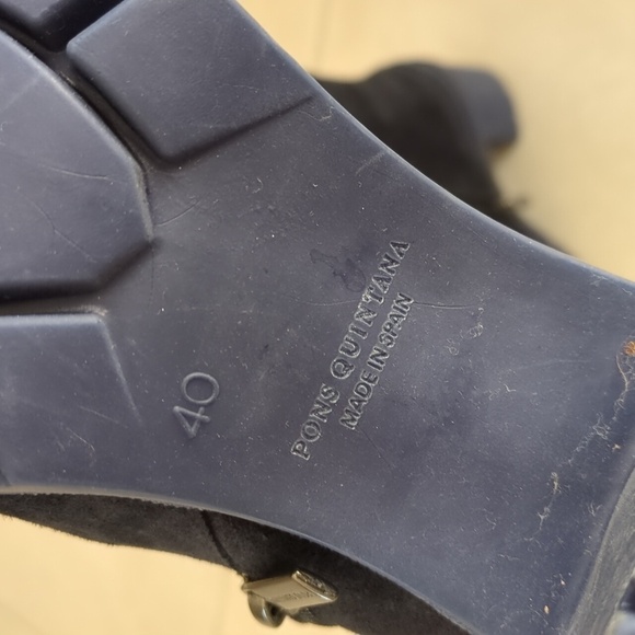 Women's Suede Platform Ankle Boots - Navy Chuncky Sz 40/9 US Haute Couture - Picture 6 of 7